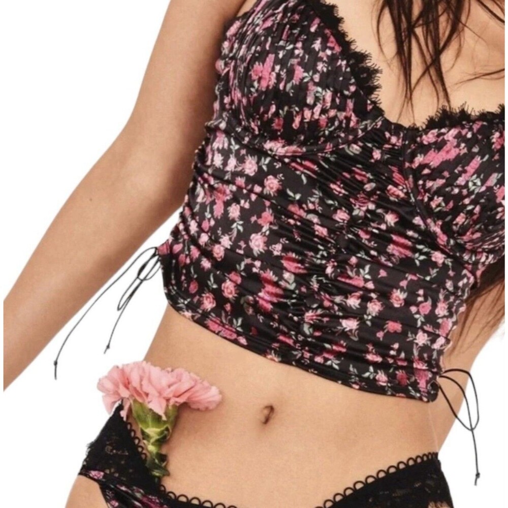 For Love And Lemons Melrose Bustier Dark Floral Top Size S Romantic Whimsigoth